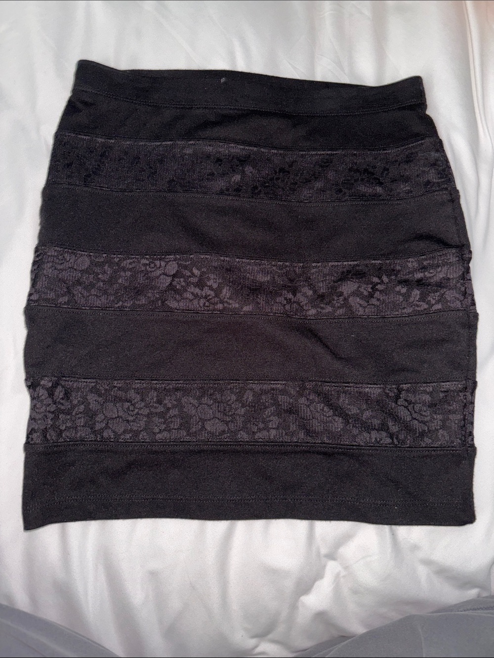 Forever 21 Black Lace-Striped Mini Skirt
